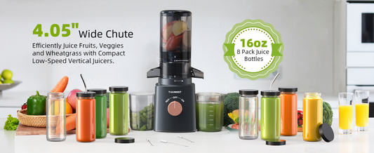 TUUMIIST Cold Press Juicer - with 8 Juice Bottles