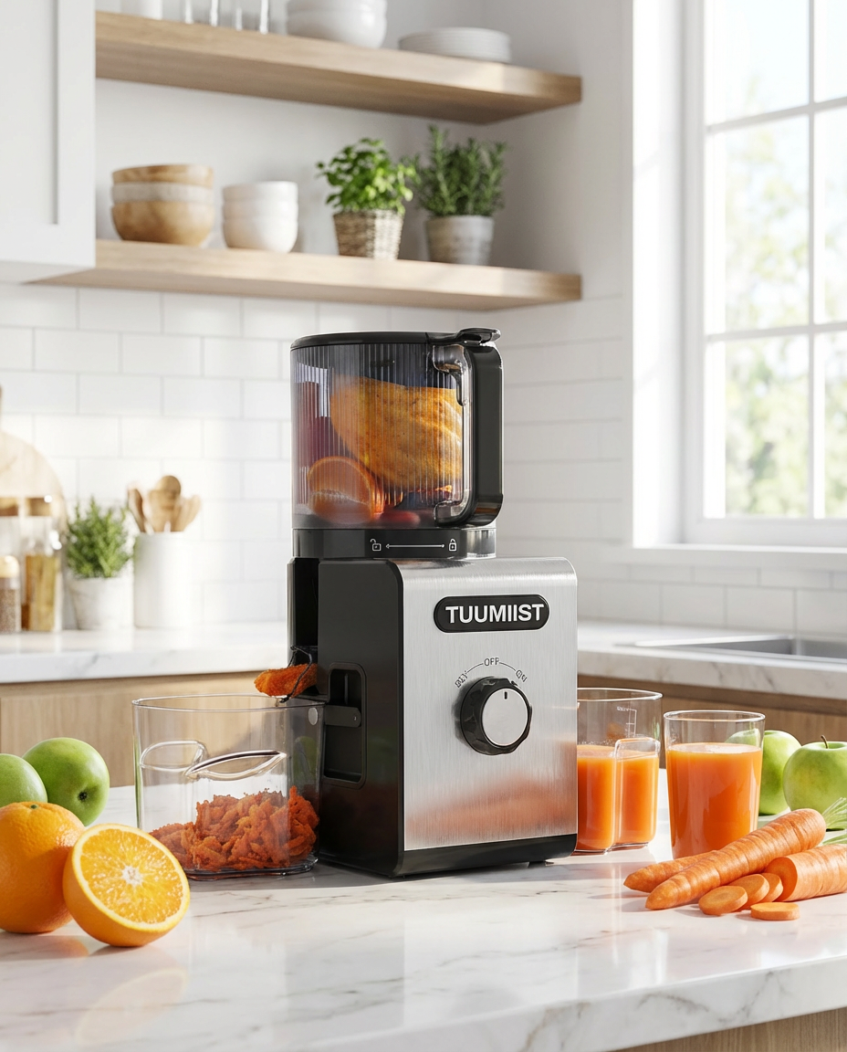Classic Whole-Fruit Juicer in a bright kitchen