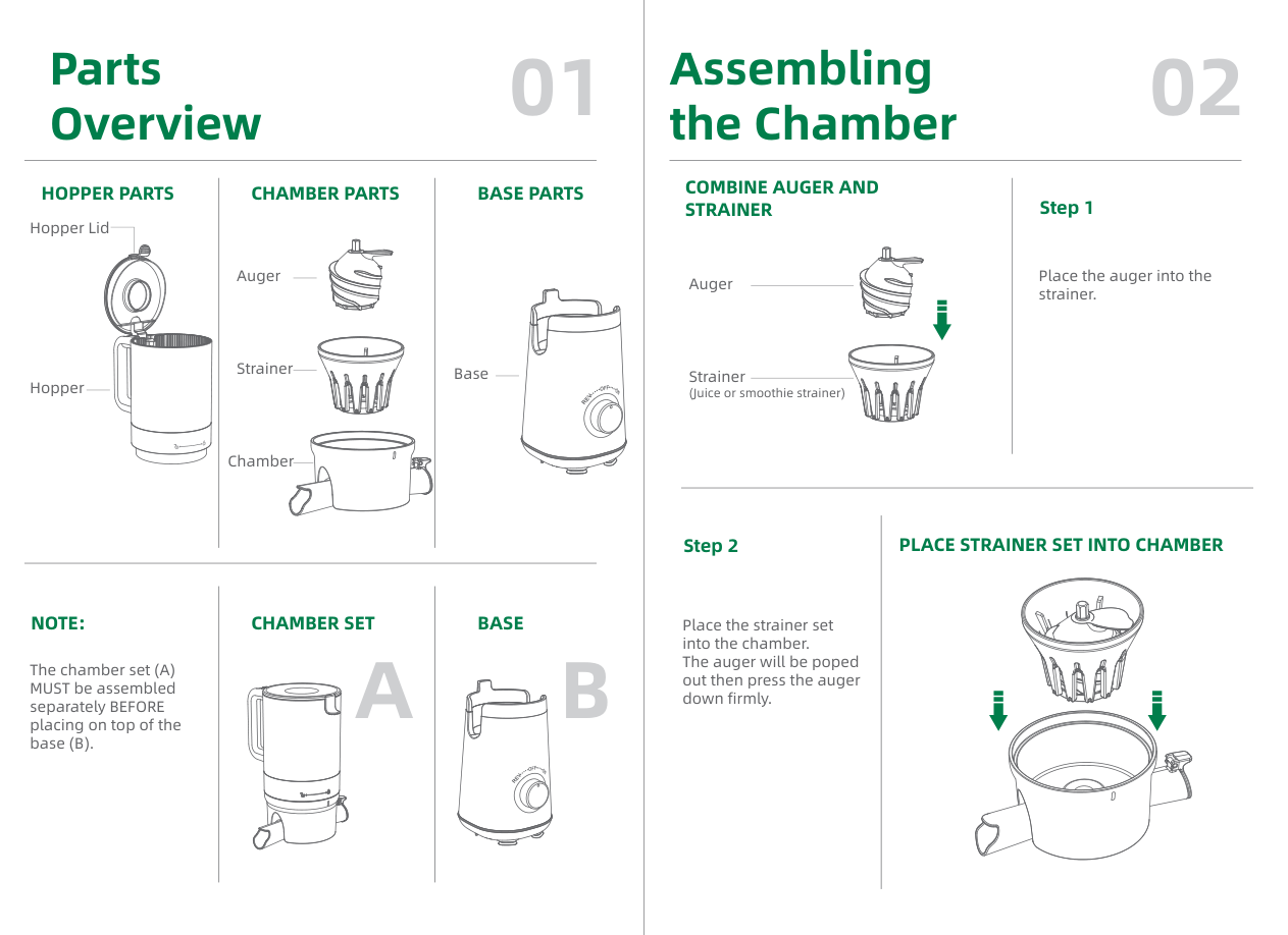 Combine the Auger, Strainer, and Chamber
